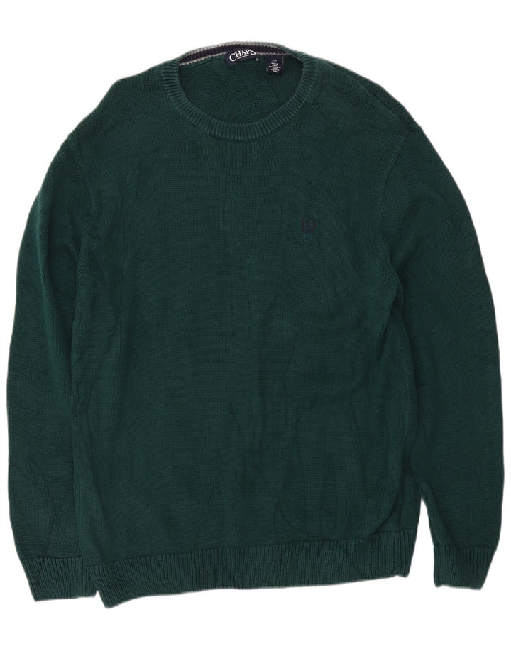 Chaps Uomo Maglione Girocollo Vestibilità Regolare Maglione Grande Cotone Verde