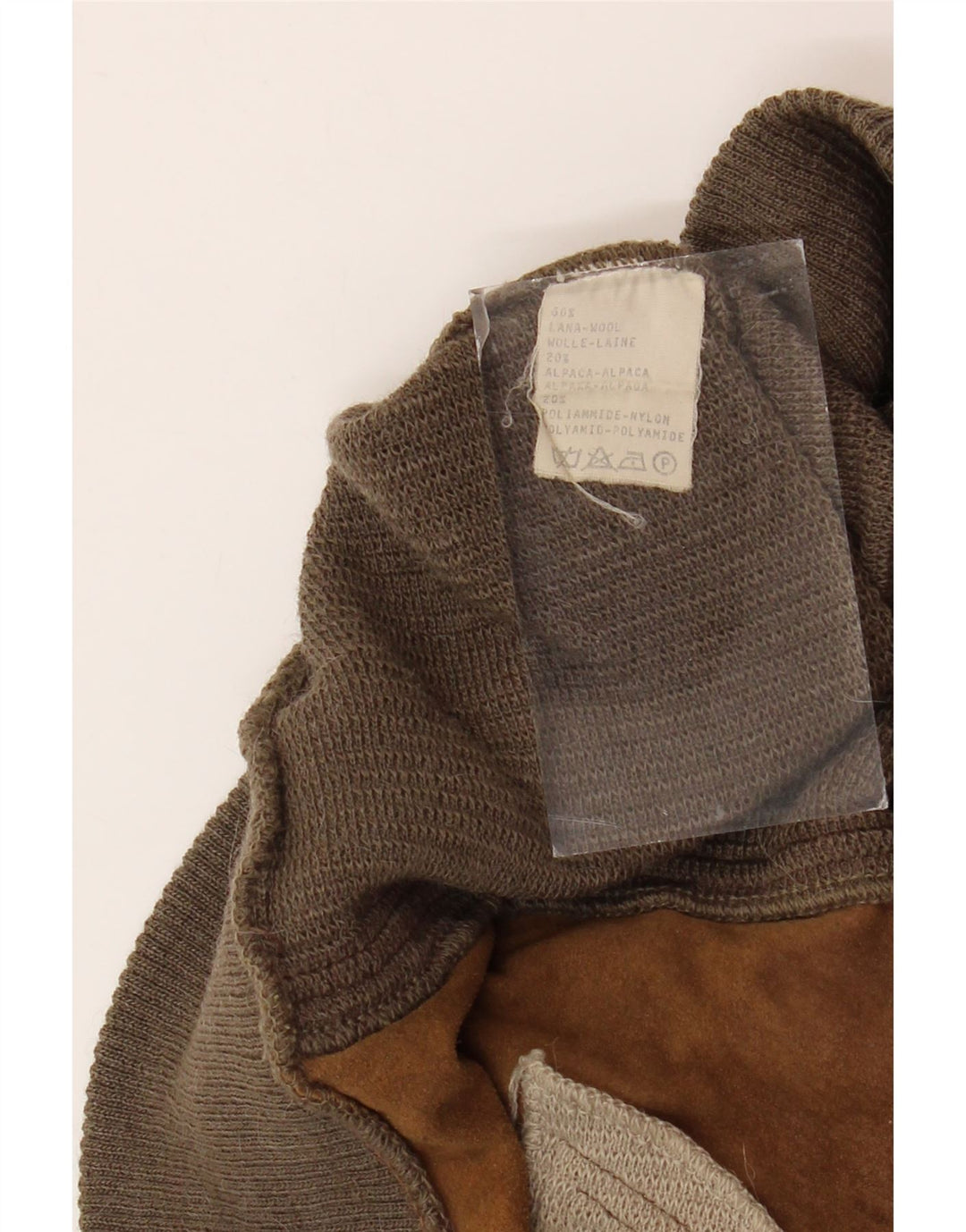 VINTAGE Maglione da uomo con collo a bottoni Maglione grande lana geometrica marrone