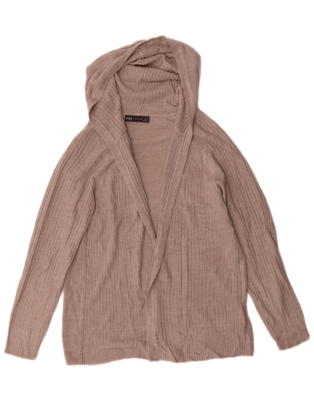 Maglione cardigan aperto con cappuccio da donna Marks & Spencer UK 14 Beige medio