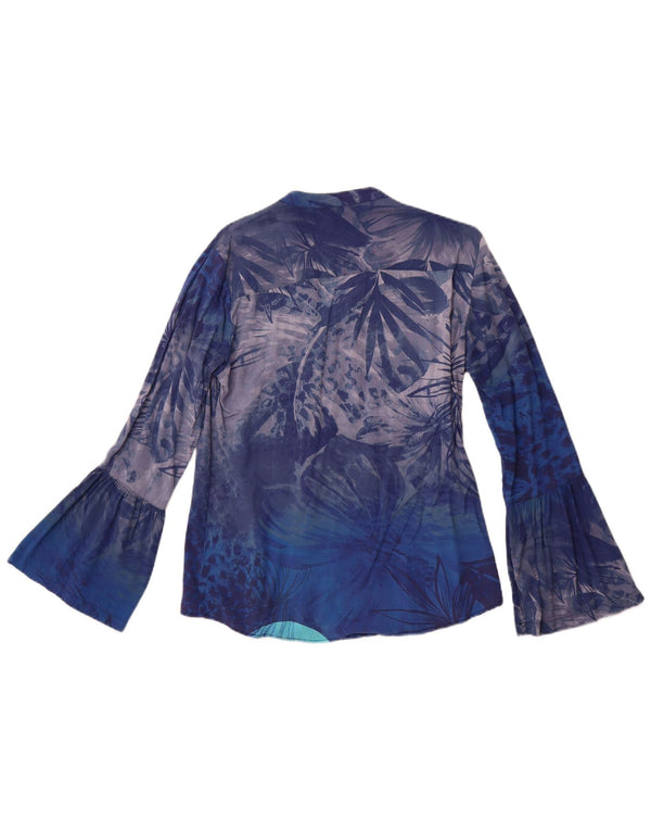 DESIGUAL Donna Camicia Camicetta UK 14 Grande Blu Floreale