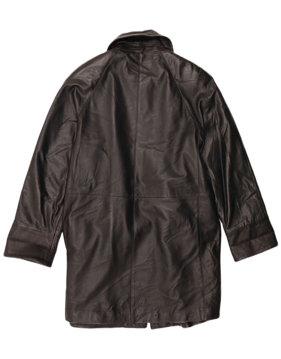 Cappotto in pelle vintage da donna IT 42 medio in pelle nera