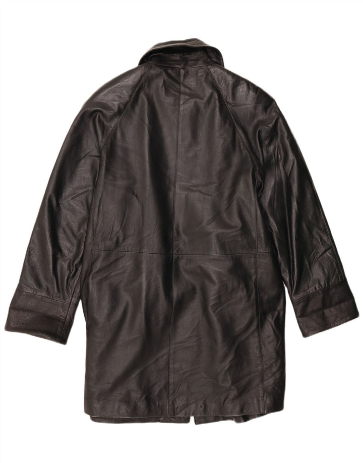 Cappotto in pelle vintage da donna IT 42 medio in pelle nera