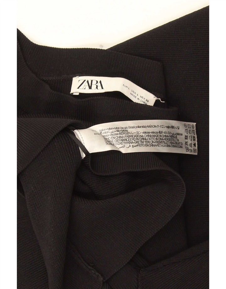 Top Zara da donna a maniche lunghe con spalle scoperte UK 14 grande nylon nero