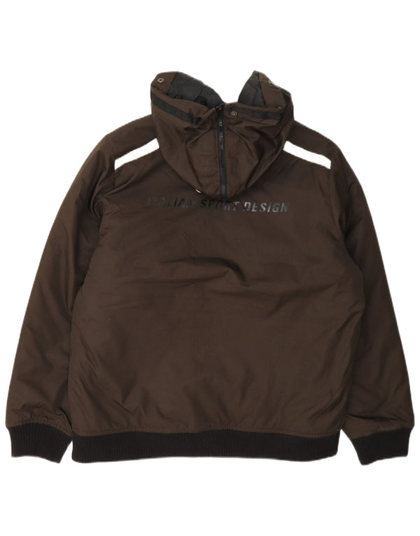 Lotto Boys Graphic Hooded Padded Jacket 15-16 Years XL Brown Colourblock