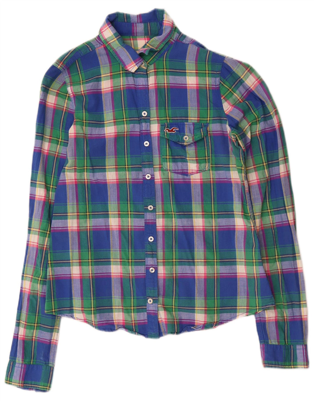 Camicia Hollister da donna UK 12 cotone a quadri multicolore medio