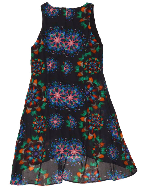 Desigual Womens Sleeveless A-Line Dress EU 46 XL Black Floral