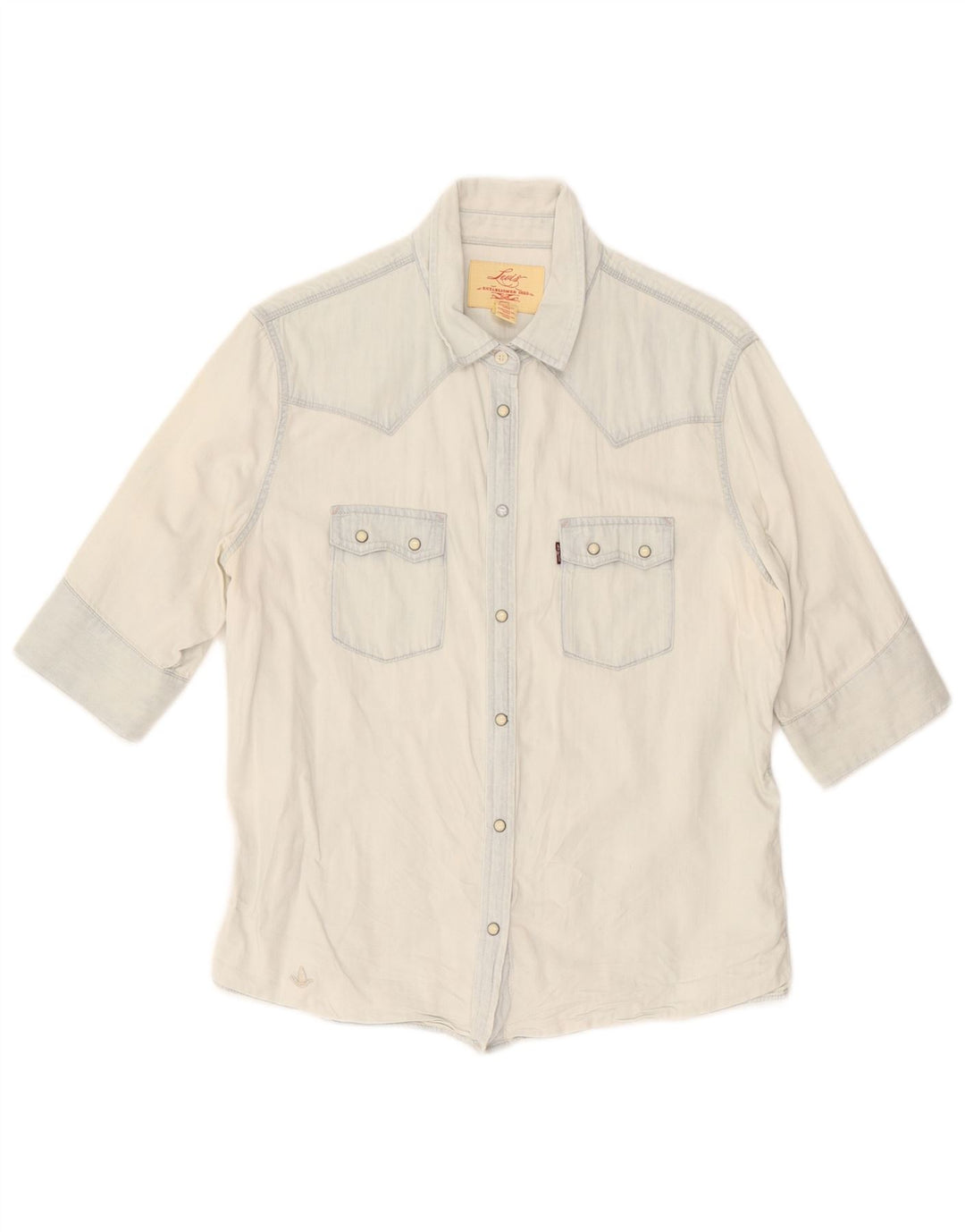 Camicia in denim a maniche corte da donna Levi's UK 16 Large Blu