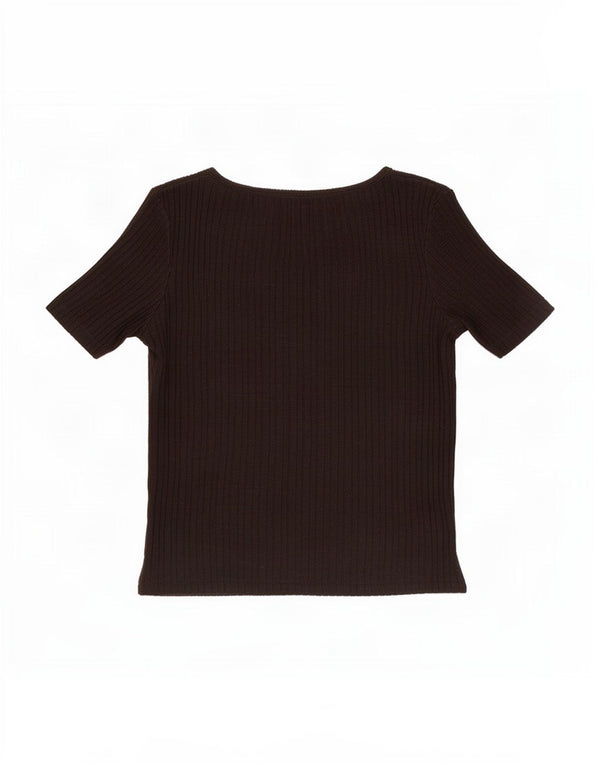 Top corto in camicetta corta da donna Zara UK 10 piccolo cotone nero