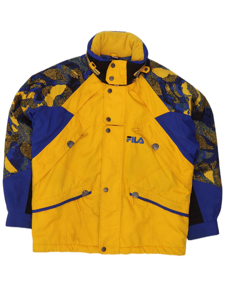 Giacca da sci con cappuccio Fila da uomo IT 46 Small Giallo Colourblock Poliestere Sports