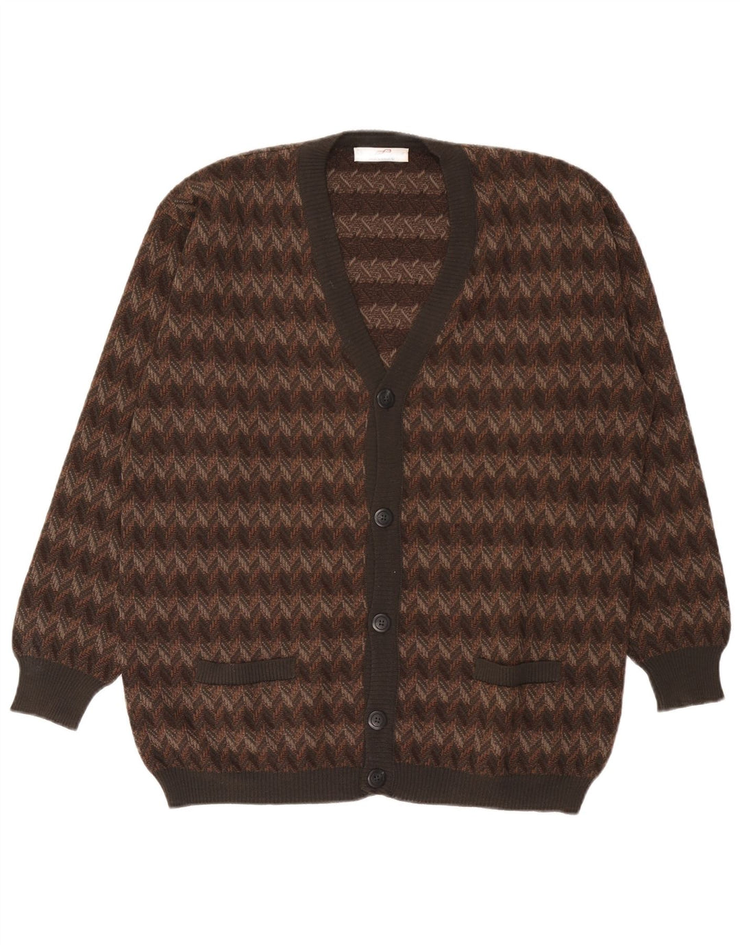 Maglione cardigan da uomo Bernardini grande marrone geometrico