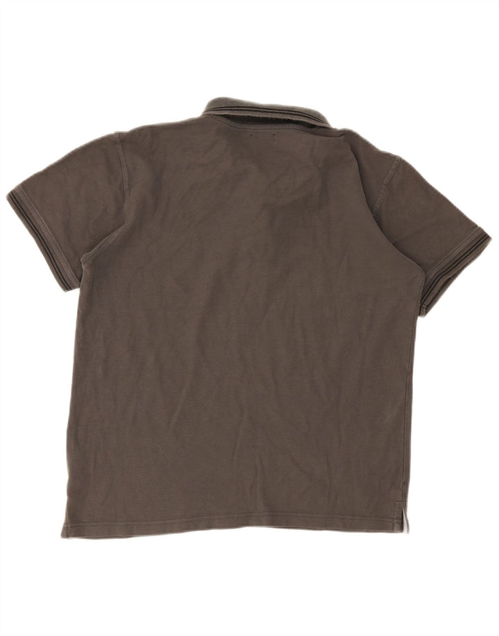 Polo da uomo Avirex grande in cotone a righe grigie