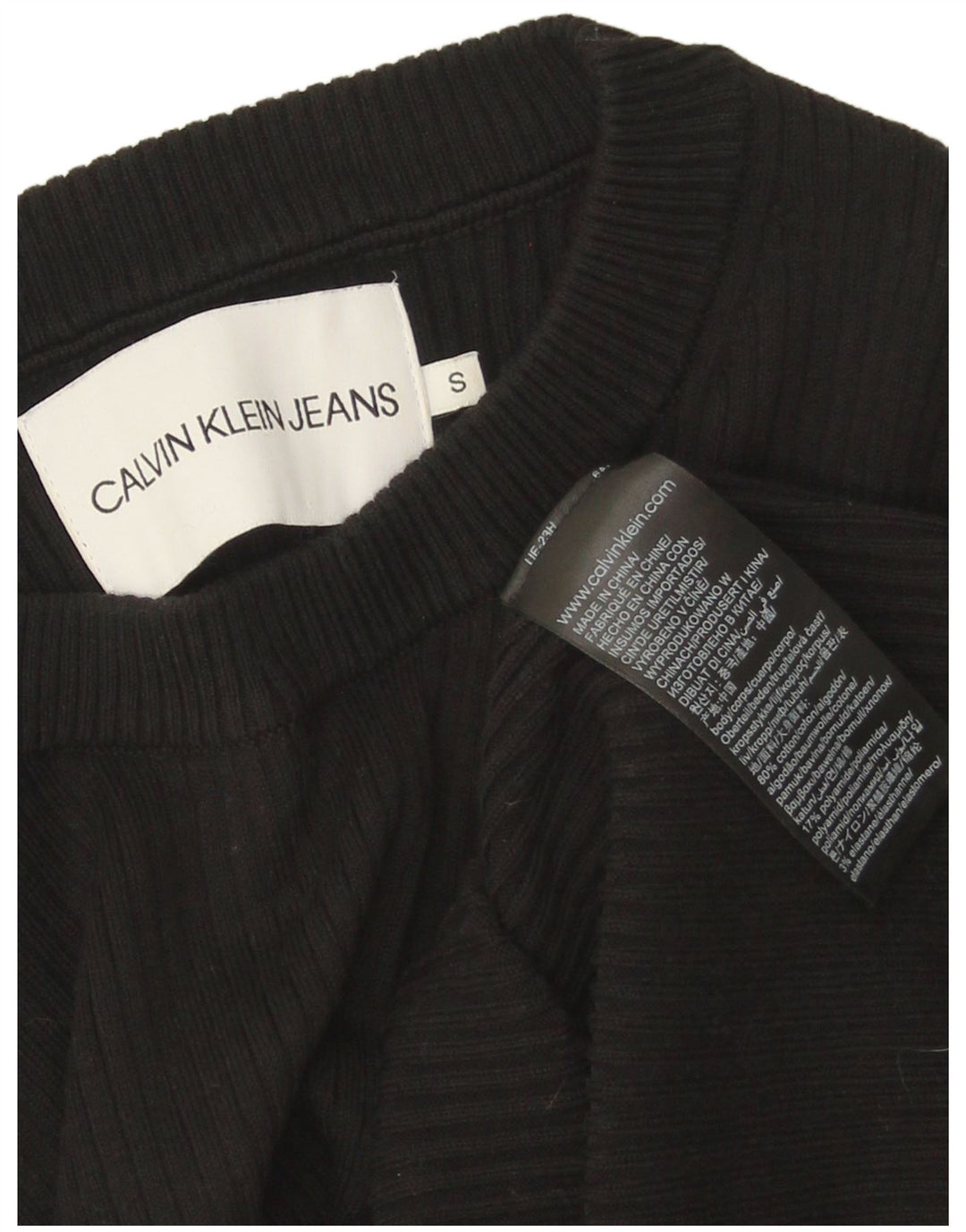 Top grafico da donna Calvin Klein a maniche lunghe UK 10 Small Black Colourblock