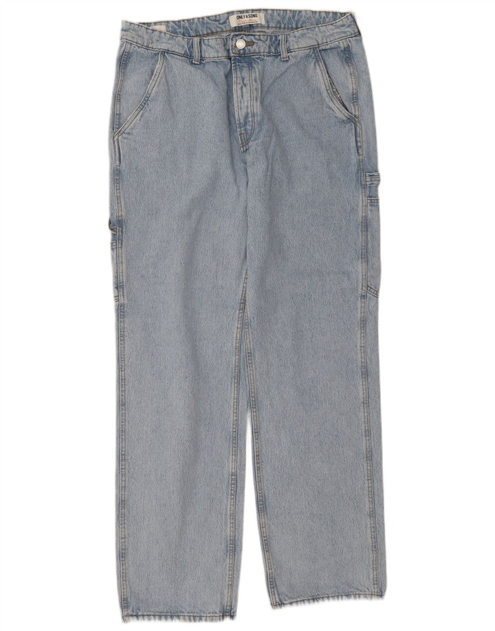 Jeans dritti cargo da uomo Only & Sons W36 L34 cotone blu
