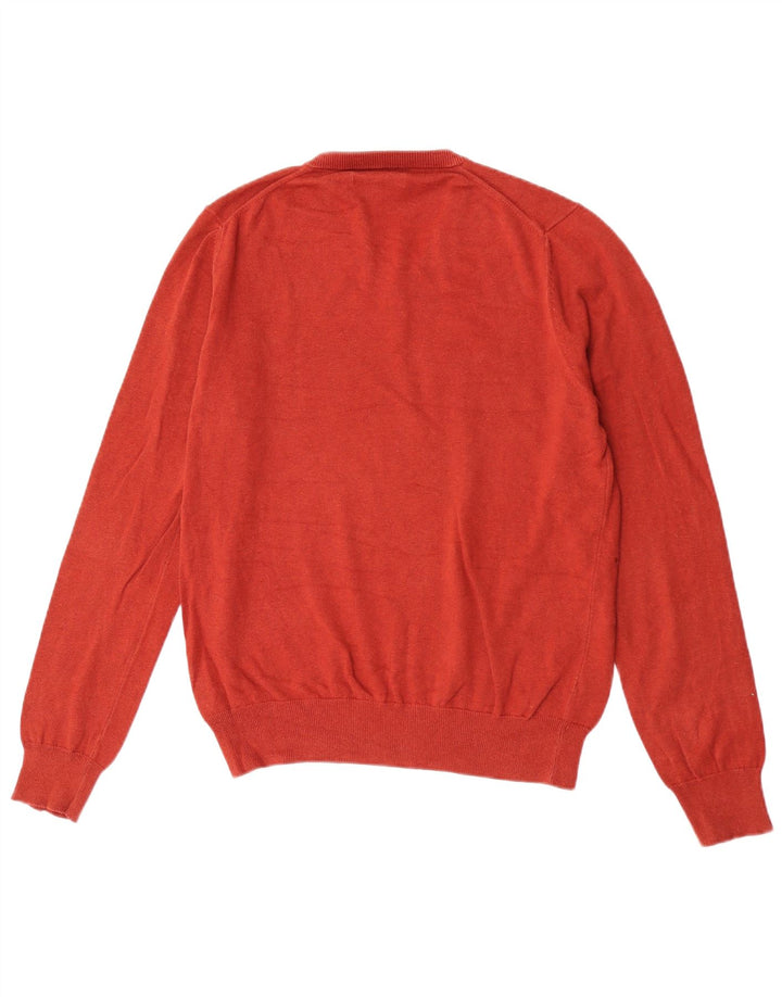 Maglione da uomo con scollo a V Marks & Spencer in cotone rosso medio