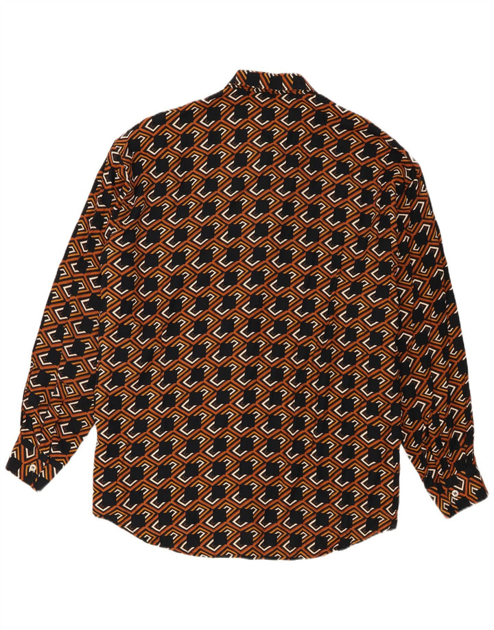 Camicia Kantaros Uomo Large in viscosa geometrica marrone
