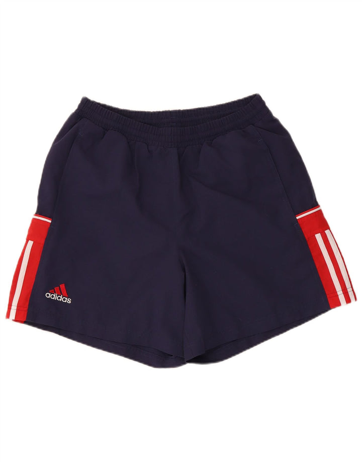 Pantaloncini sportivi da uomo Adidas Medi in poliestere color block blu navy