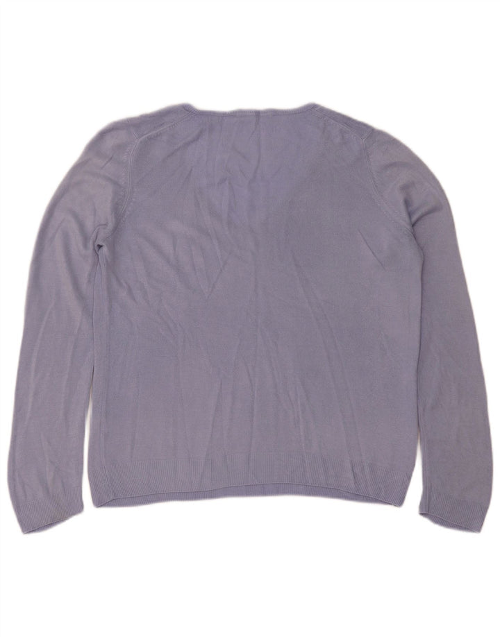 Maglione maglione con scollo a V da donna Marks & Spencer UK 16 grande viola
