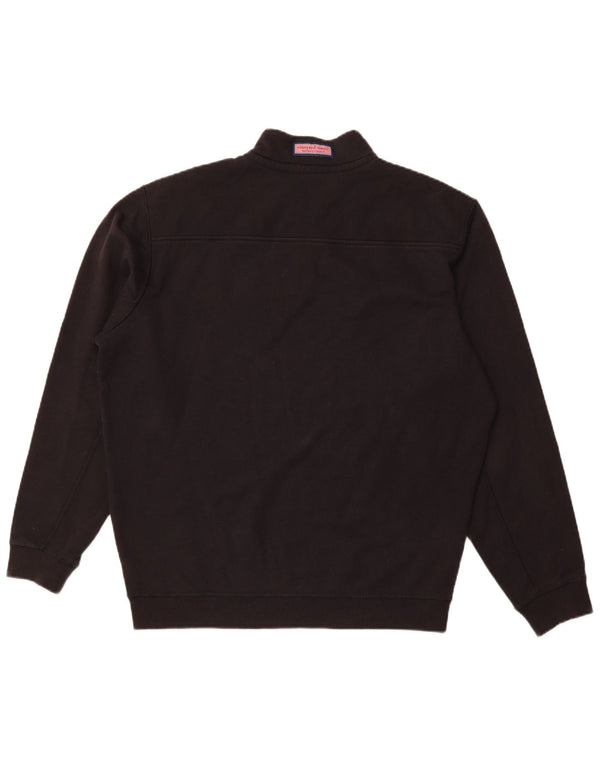 VINEYARD VINES Felpa da uomo con vestibilità ampia e collo con zip, maglione medio nero