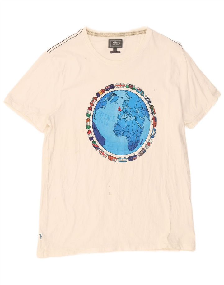 T-shirt grafica da uomo Fat Face Top grande in cotone bianco