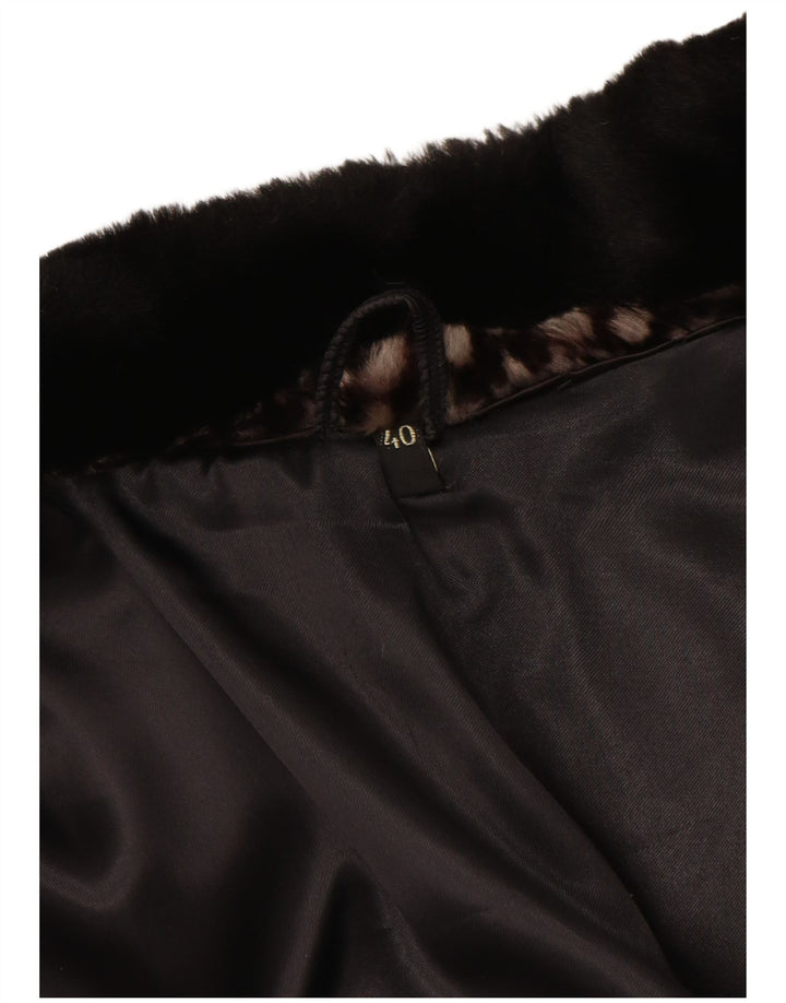 Soprabito da donna in pelliccia sintetica VINTAGE EU 40 Marrone medio geometrico