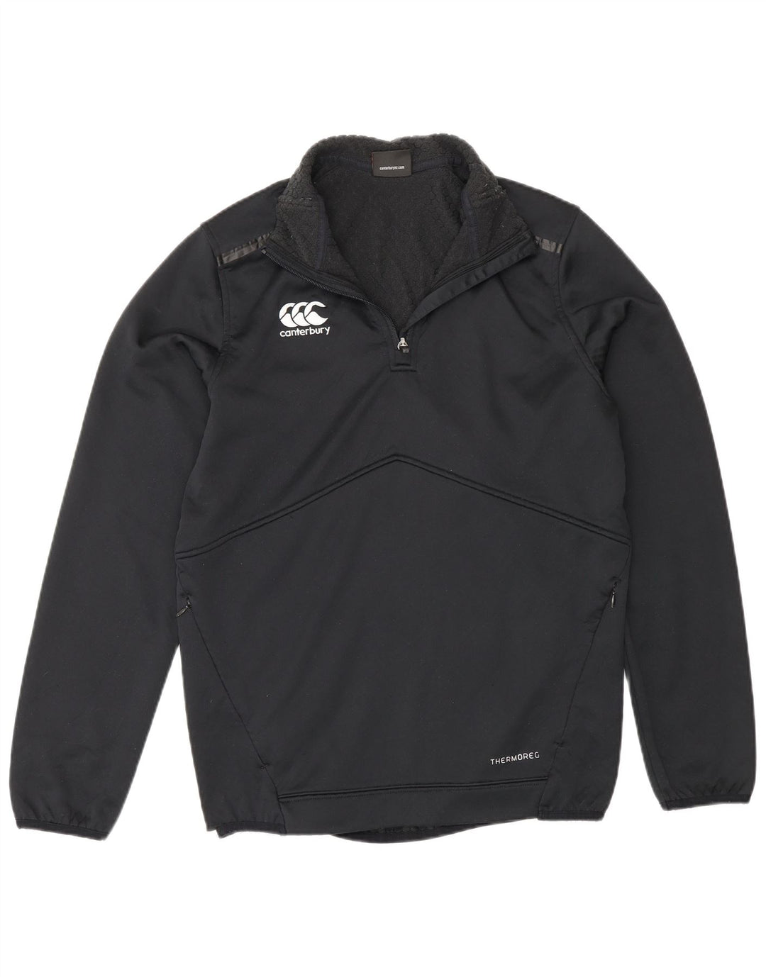 Felpa da uomo con collo con zip Canterbury, maglione piccolo in poliestere nero