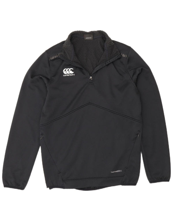 Felpa da uomo con collo con zip Canterbury, maglione piccolo in poliestere nero