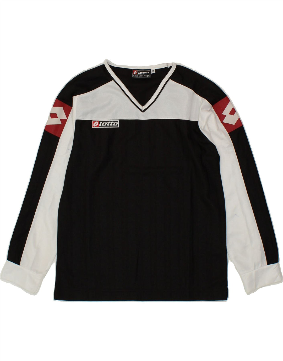 LOTTO Boys Graphic Top Long Sleeve 10-11 Years Medium Black Colourblock Vintage Lotto and Second-Hand Lotto from Messina Hembry 