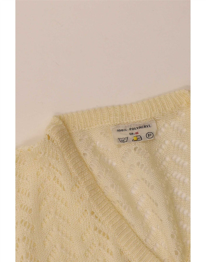 Maglione vintage da donna con scollo a V IT 46 Large Giallo in poliacrilico