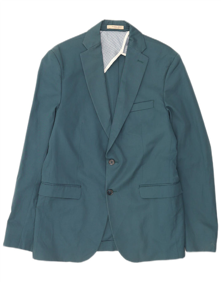 Giacca blazer da uomo a 2 bottoni Zara EU 50 poliestere blu medio