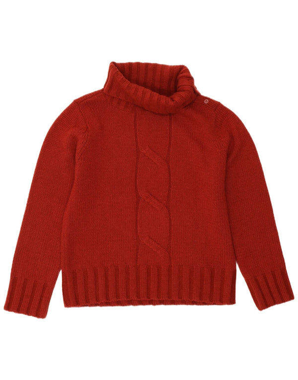 H&M Womens Roll Neck Jumper Sweater UK 14 Medium Burgundy Lambswool