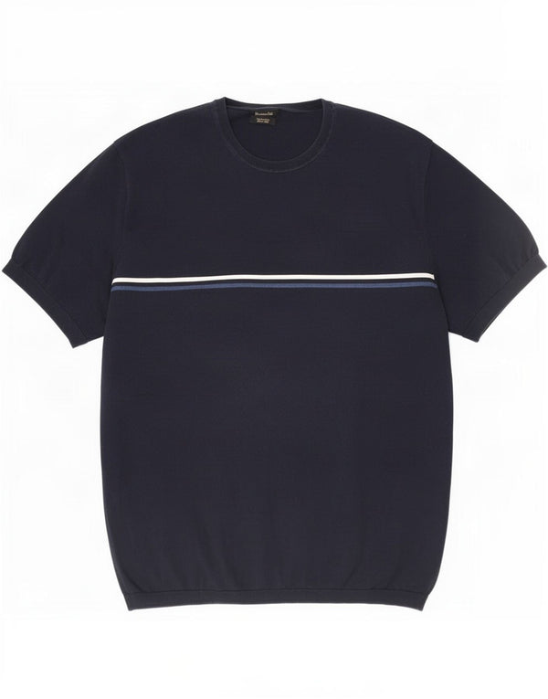T-shirt da uomo Massimo Dutti Top XL in cotone blu navy