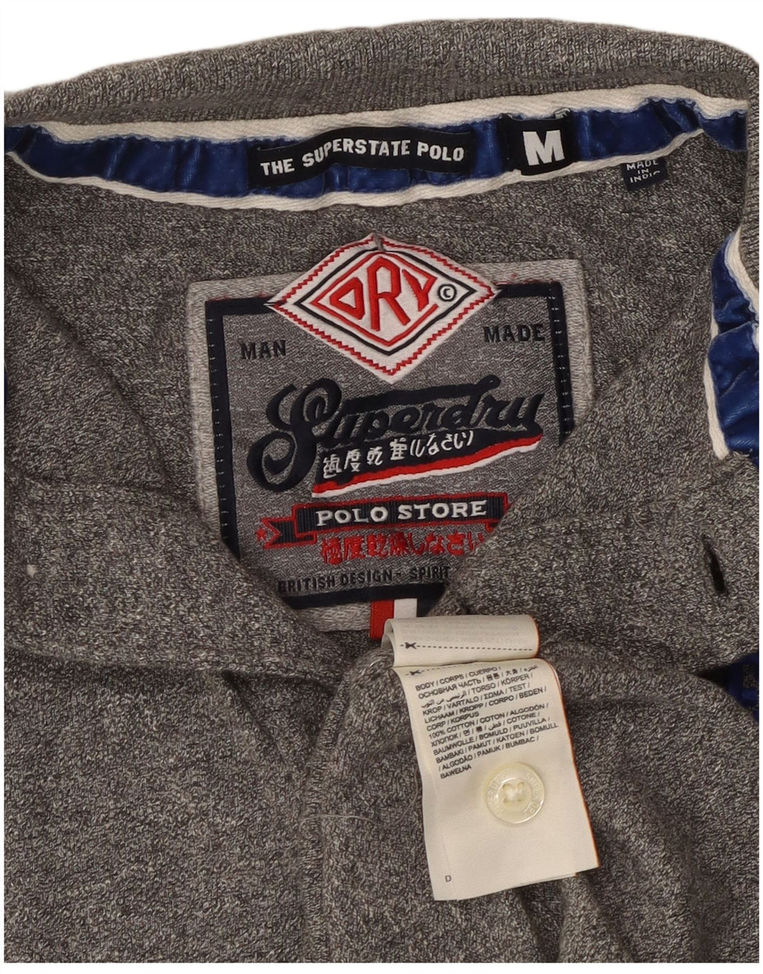 Polo grafica da uomo SUPERDRY in cotone grigio medio