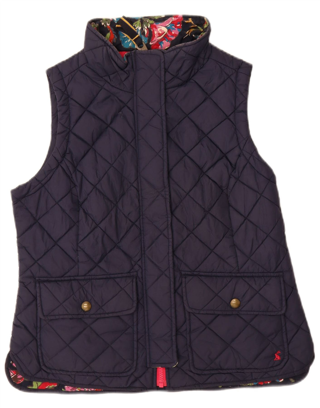 JOULES gilet trapuntato da donna UK 14 grande blu navy in poliammide