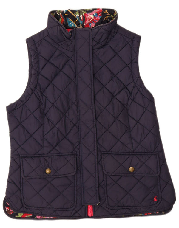 JOULES gilet trapuntato da donna UK 14 grande blu navy in poliammide