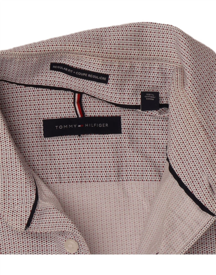 Camicia da uomo vestibilità regolare Tommy Hilfiger taglia 15 1/2 cotone medio a quadri bianchi