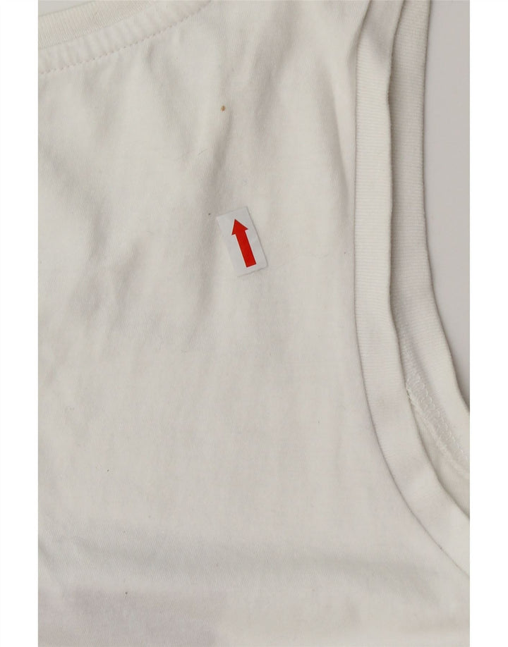 LEVI'S Womens Graphic Vest Top UK 12 Medium White Cotton Vintage Levi's and Second-Hand Levi's from Messina Hembry 