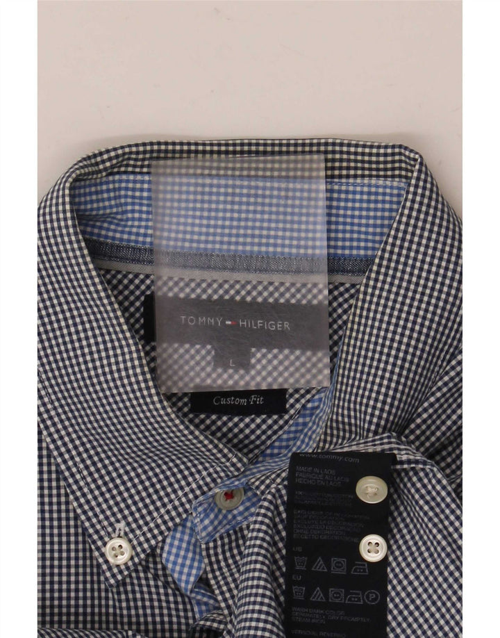 Tommy Hilfiger Camicia da uomo su misura misura grande in cotone a quadretti blu