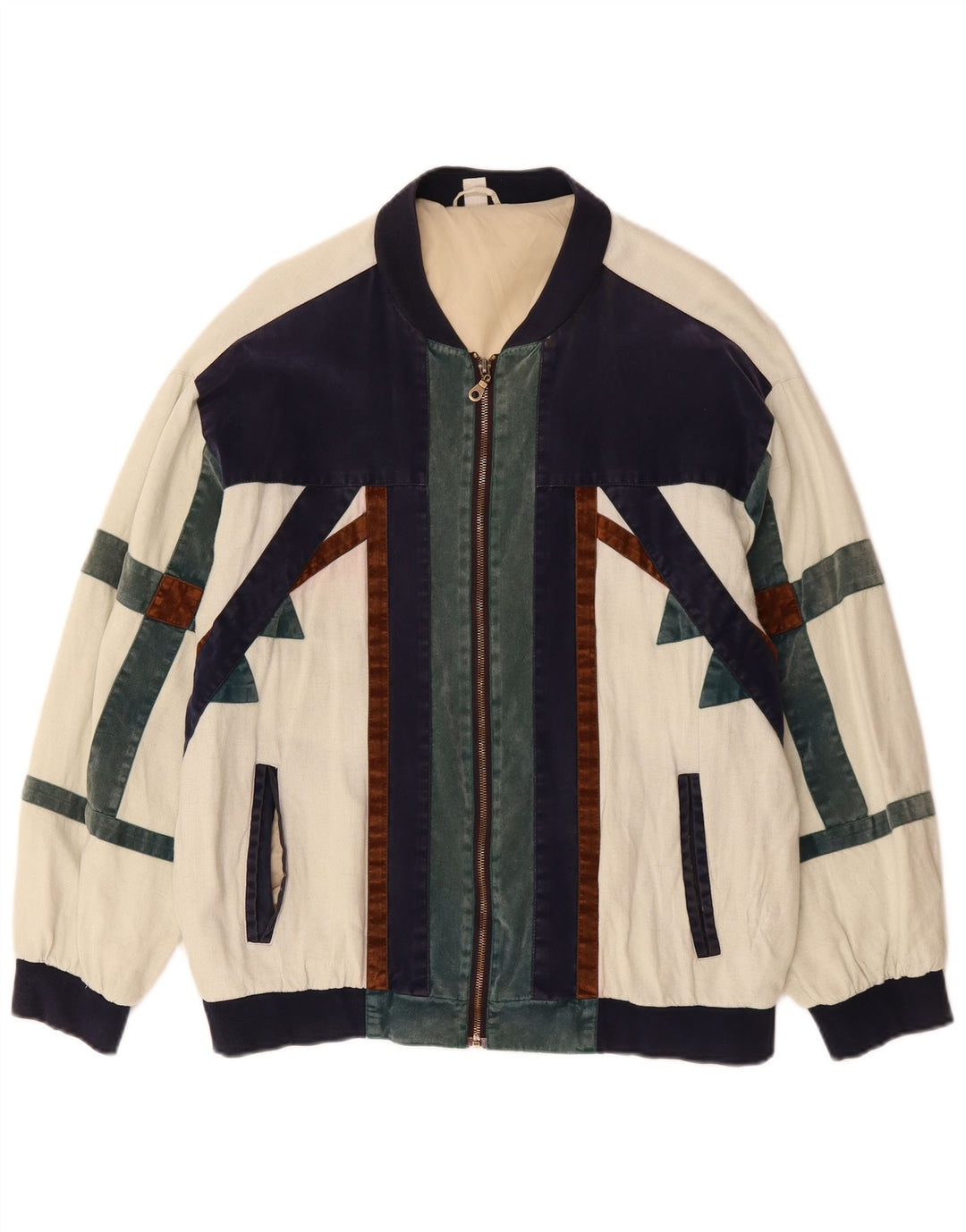 Giubbotto bomber da uomo vestibilità ampia VINTAGE UK 36 Small Off White Colourblock