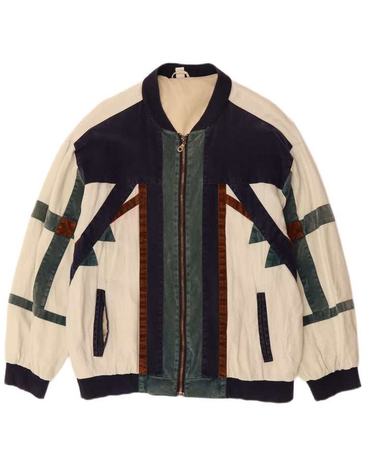 Giubbotto bomber da uomo vestibilità ampia VINTAGE UK 36 Small Off White Colourblock