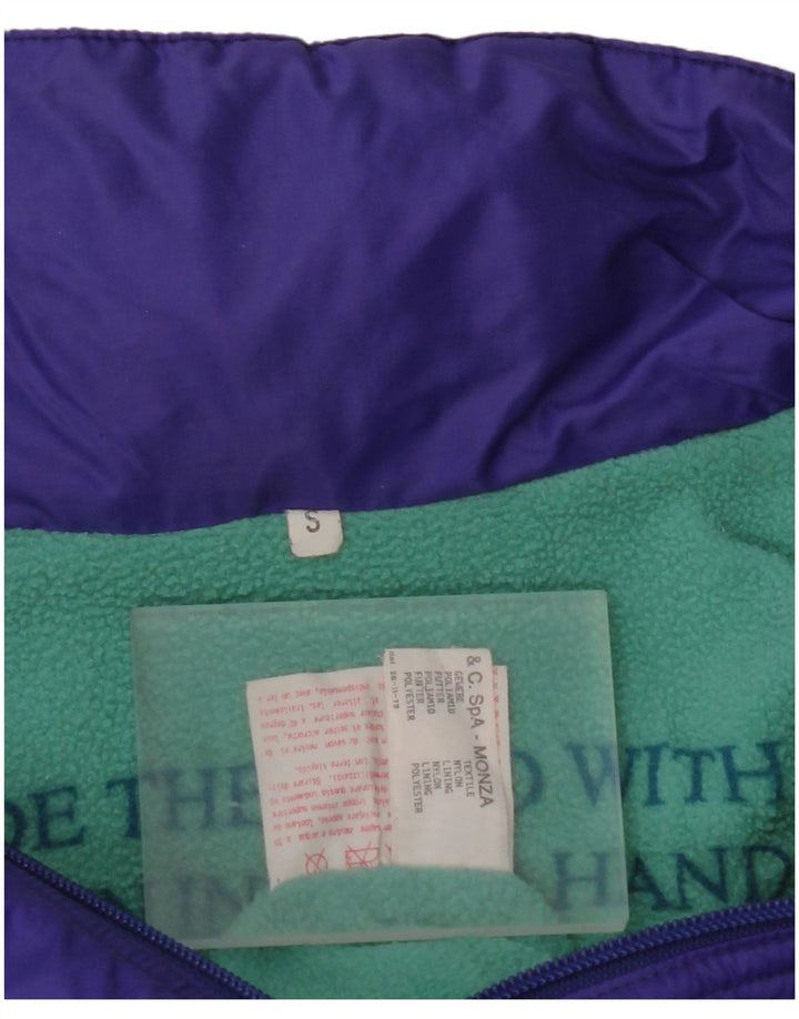 Giacca anorak con cappuccio vestibilità ampia da uomo VINTAGE UK 36 Small Purple Colourblock