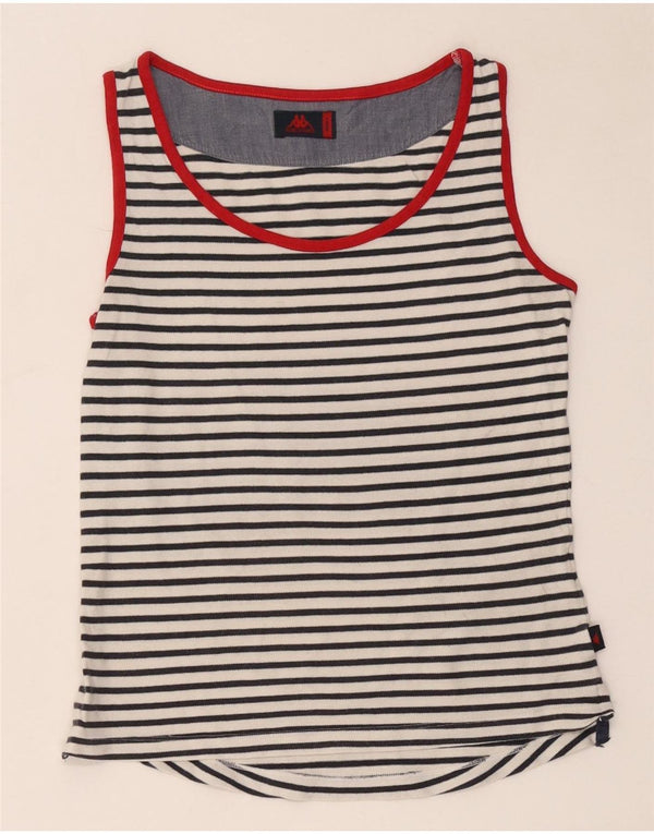 Canotta da donna Kappa UK 10 piccola in cotone a righe bianche