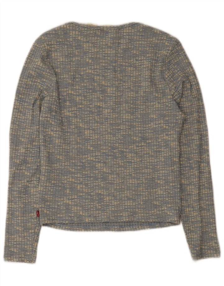 Levi's Top da donna a maniche lunghe UK 14 Grande poliestere screziato blu
