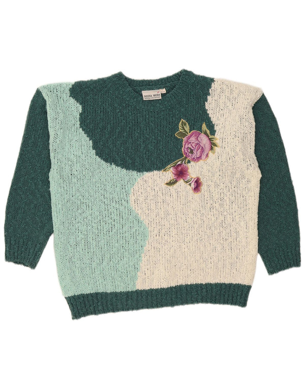 Maglione girocollo con grafica da donna Nuova Moda IT 44/46 Large Verde