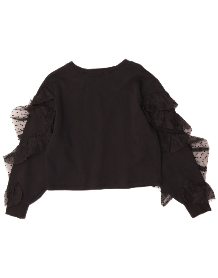 Top corto da donna Zara a maniche lunghe UK 10 piccolo cotone nero