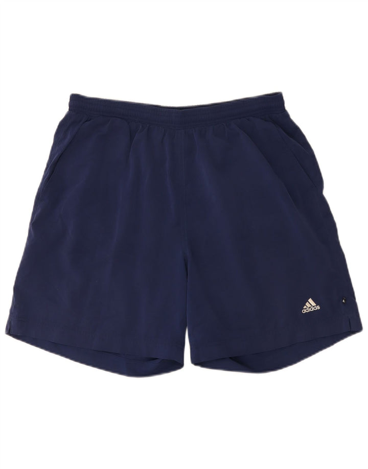 Pantaloncini sportivi da uomo Adidas medi in poliestere blu navy