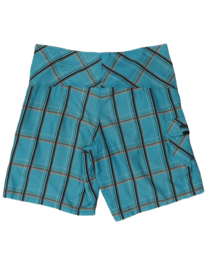 Pantaloncini da bagno da uomo Hurley a quadri grandi in poliestere blu