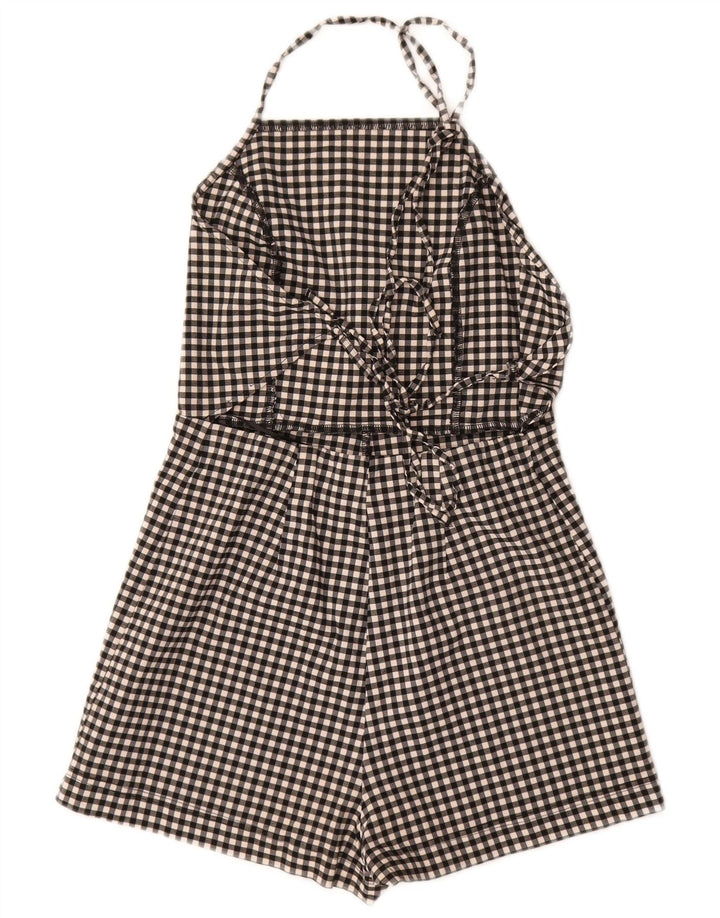 Topshop Womens Halter Playsuit UK 10 Small Black Gingham Viscosa