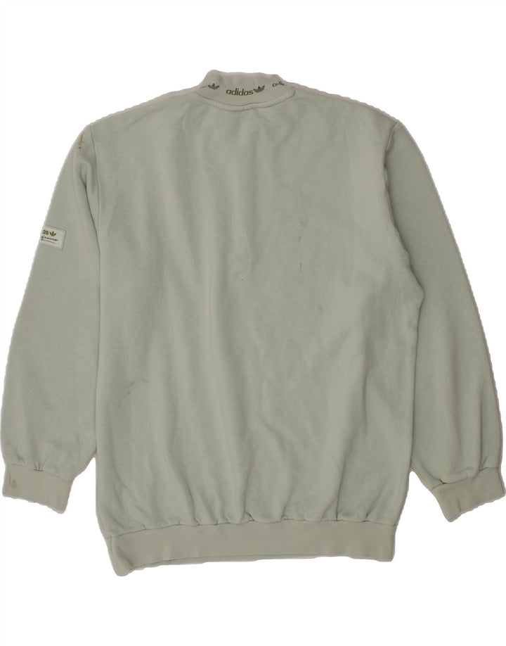 ADIDAS Mens Graphic Zip Neck Sweatshirt Jumper Medium Green Cotton Vintage Adidas and Second-Hand Adidas from Messina Hembry 