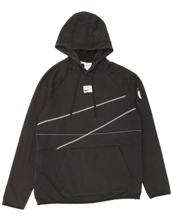 NIKE Felpa con cappuccio grafica Dri Fit da uomo in cotone medio a righe nere