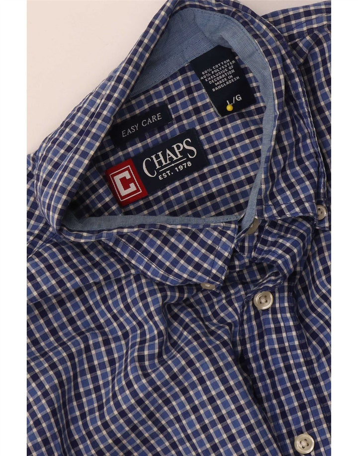 Chaps Camicia da uomo Easy Care, cotone a quadri blu grandi
